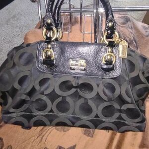 Coach Madison Black and Gold Satchel with Elegant Hardware